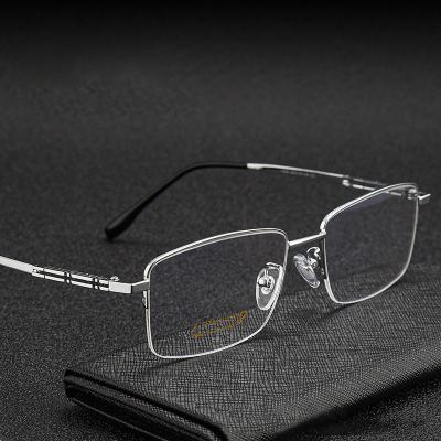 China Protect Eyes Wholesale Titanium Glass Half-frame Rectangle Gold Blue Light Blocking Optical Glasses for sale