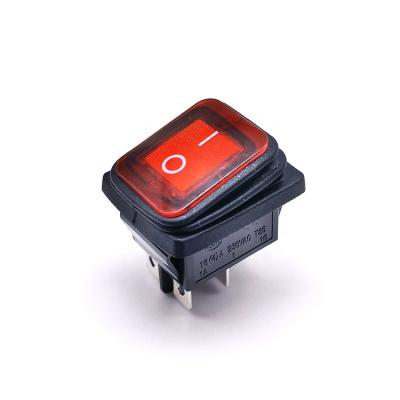 China DPST KCD2 KCD4 16A 250V 4pin Red Illuminated Rocker Switch Waterproof ON-OFF for sale