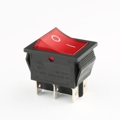 China AC T85 LED Rocker Switch 16A 250V Light 2 Position 6 Pin DPDT On On Panel KCD4 KCD1-21N Rocker Switch for sale