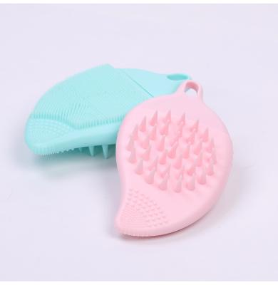 China Personal Care ZhongDing Custom Dual Function Mango Shape Skin Care Silicone Face Remover Shampoo Brush Silicone Deep Cleansing Facial Cleanser for sale