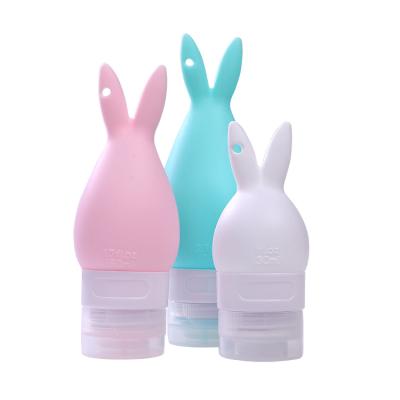 China Custom Outdoor Travel ZhongDing Cartoon Rabbit 30ml 50ml 80ml Travel Accessories Squeeze Travel Set Silicone Travel Bottle For Shower Cosmetic for sale