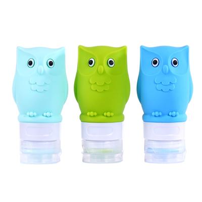 China Lovely Cartoon Owl Outdoor Travel Soft Silicon Hot Sale 60ml ZhongDing Travel Silicone Travel Squeezable Set Bottle for sale