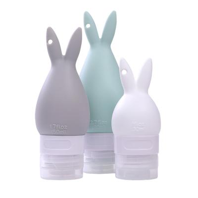 China ZhongDing Lovely Cartoon Rabbit Outdoor Containers 30ml 50ml Reusable Silicone Travel Squeeze Bottle 80ml Travel Squeeze Bottle Set For Shower Cosmetic for sale