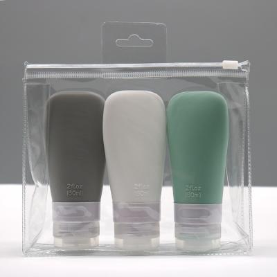 China ZhongDing Amazon Travel Hotel Mini Silicone Toiletry Bottles Squeezable Outdoor Travel Bottle 38ml 60ml 90ml PVC Outdoor Direct Custom Bag for sale