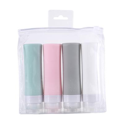 China ZhongDing Hot Sale Outdoor Travel Color Set 60ml 80ml Silicone Flip Top Cosmetic Shampoo Bottle Toiletry Travel Bottle Set Travel Kit for sale