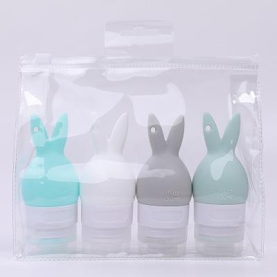 China Outdoor Travel Lovely ZhongDing Cartoon Rabbit Travel Set 30ml 50ml 80ml Bathroom Squeeze Lotion Container Silicone Travel Bottle Travel Kits for sale