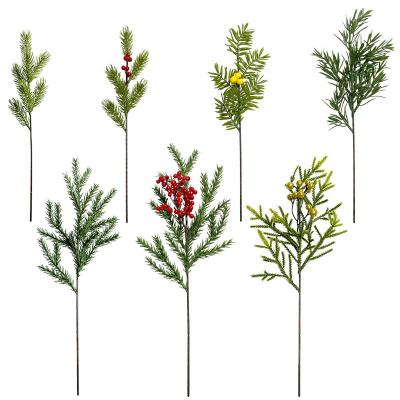 China Red Stems Berry Branches Christmas Glitter Berries Decor Factory Price Pine Artificial Home Needles For Christmas Decor for sale