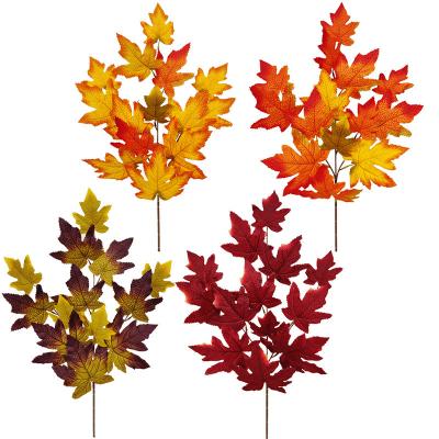 China Wedding High Quality Autumn Fall Maple Leaves Stem Halloween Decoration For Fall Decor Home Thanksgiving for sale