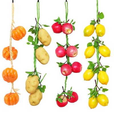 China Household Good Price Artificial Fruit Vegetable Simulations Hanging Moss Apple Pumpkins For Kitchen Party Home Decor for sale