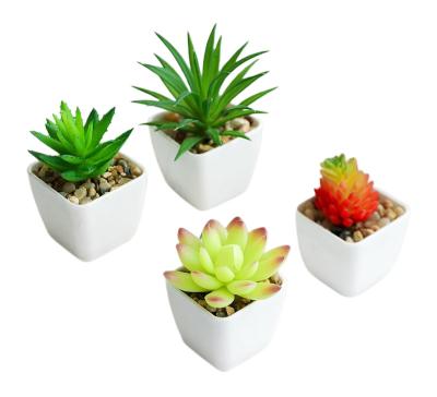 China Wholesale 4pcs Mother's Day Plastic Succulent Pots Mini Artificial Plants in Pots Succulent Pots for Indoor Home Decor for sale