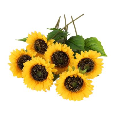 China Wedding Artificial Plants Wholesale Simulated Sunflower Artificial Silk Sunflower Single Stem For Home Office Decor for sale