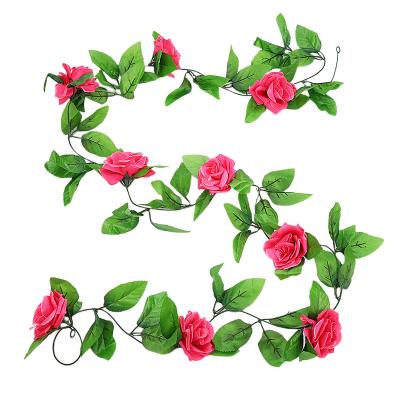 China Hot at Home Selling 9 Artificial Flower Rose Rattan Simulated Rose Vines Rose Garland of Heads for Garden Wedding Home for sale