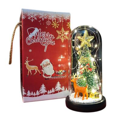 China Mother's Day Christmas Decoration Supplies Santa Christmas Tree In Glass Dome Led Light Box For Christmas Gift for sale