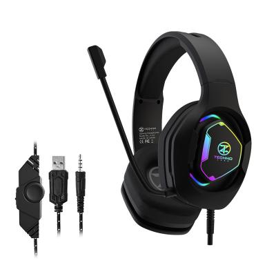 China Technozone Earphone Wired Gaming Headset RGB Lighting Gamer LED Earphones RGB Light PS4 Gaming On-Ear Earphone Stereo Bass For PC/Laptop for sale