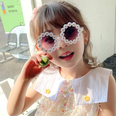 China New Children Glasses Fashion Kids Colorful Sun Glasses Cute Sun Flower Round Frame uv400 Protect Sun Glasses for sale