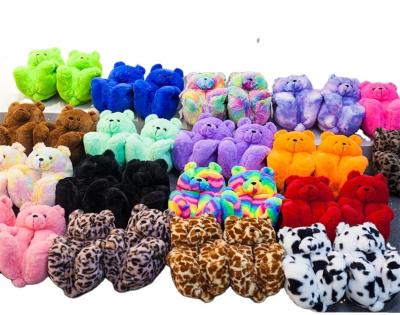 China Home Winter Warm Cotton Teddy Bear Slippers One Size Kids Babies Mommy Slippers for sale