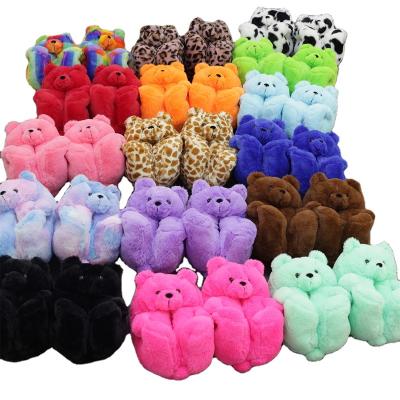 China Custom Stuffed Plush Teddy Bear Slippers Bedroom House Slippers for sale