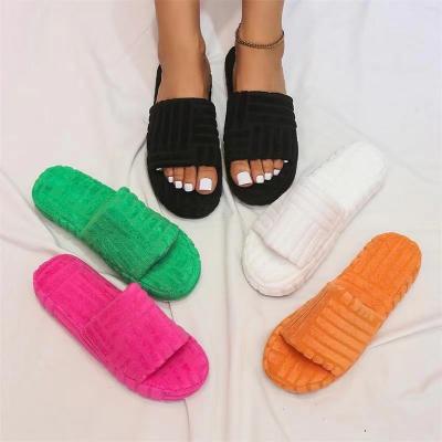 China Moq Dropshipping Fashion Women's Casual Faux Fur Fluffy Fashion Trend Stocking Knit Soft Ladies Fur Home Slippers for sale