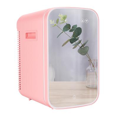 China Small Beauty 12l Skincare Cosmetic Fridge 220v Custom Made Cosmetic Fridge Mini Skin Care Fridge With Mirror for sale