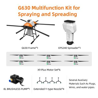 China NEW EFT G630 Control 2021 Six-axis 30L 30KG Spray Drone 8L Agricultural Pump VD32 T12 H12 K++ K3A V7 With Hobbywing X9 PLUS Power Kit for sale