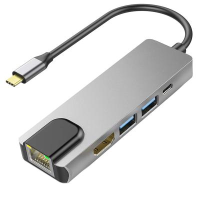 China LAPTOP LINK Customized DAWN 4K30Hz USB C 3.0 To PD+RJ45+USB Adapter for sale