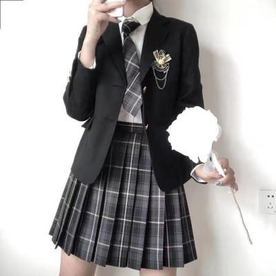 China 2021 fashion school new promotion blazer 2pcs skirt high school uniform jk casual cute cute uniform academy style for sale