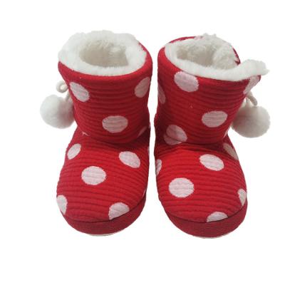 China Hot Selling Red Polka Dot Warm Antiskid Comfortable Home Use Warm Slippers And Boots for sale