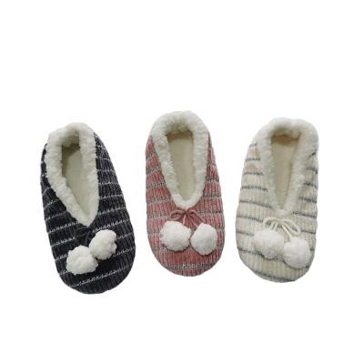 China High Quality Striped Cute Antiskid Winter Slippers Warm Indoor Home Slippers For Women For Home for sale