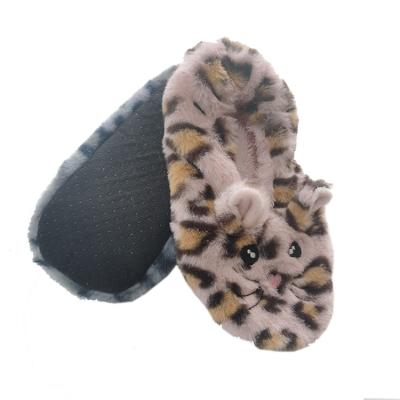 China 2022 high quality cute leopard print cartoon ladies winter anti-skid warm soft indoor home slippers for sale