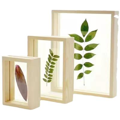 China Decorative photo frame processing original transparent double-sided photo custom wood frame wall specimen calligraphy display frame for sale