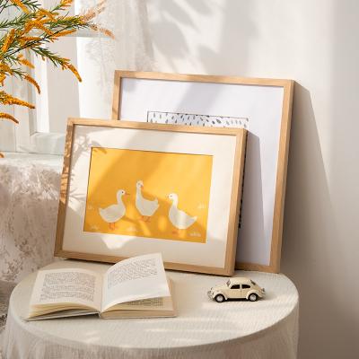 China Art Sketch Gouache Frame Horizontal Light Luxury Wooden Children's Picture Frame Decorative Fashion Picture Frame and Vertical Picture Frame Wall Picture Frame for sale