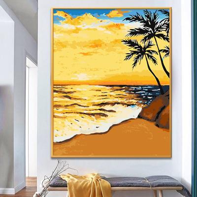 China New Classical/Postmodern Superb Sunset Dusk Beach Landscape Coloring DIY Quality Home Furnishing Decoration Hand Painted Painting By Numbers for sale