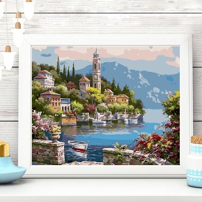 China New 2022 DIY classic/postmodern urban painting by European landscape manual color numbers style processing adult home filling decoration for sale