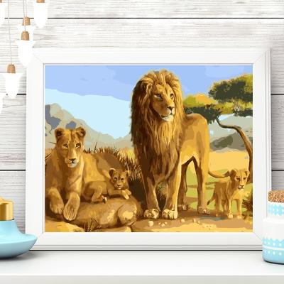 China Wholesale New Classical/Postmodern Animal Manual Hand Paint DIY Leopard Lion Tiger Tiger Living Room Bedroom Filling By Numbers for sale