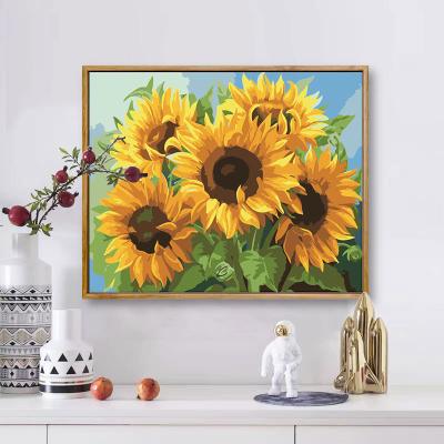 China New Low MOQ Classical/Postmodern Individual Home Guest House Decoration Flower Landscape Sunflower DIY Coloring Painting By Numbers for sale