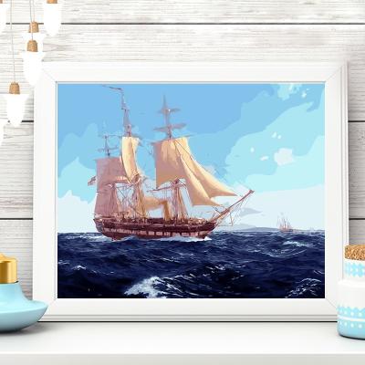 China New 2022 Classical/postmodern simple manual navigation landscape sea sailboat DIY decompression coloring painting by numbers for sale