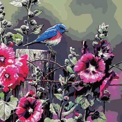 China Custom Handmade Oil Painting Canvas Abstract Bird Flower DIY Landscape Painting for sale