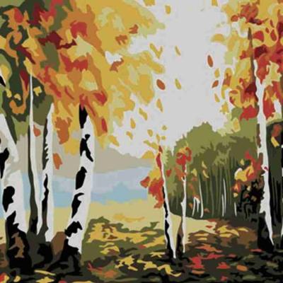 China Modern custom handmade canvas oil painting maple forest diy landscape painting for sale