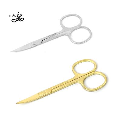 China Beauty Care Fast Shipping Inventory Stainless Steel Curved Private Label Sharp Black Eyebrow Scissors for sale