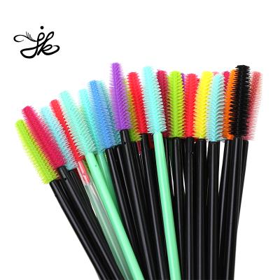 China Lash Spoolie Tip Pink Container Spooly Silicone Eyelash Extension Tool Disposable Eyelash Brush Mascara Wand Orange for sale