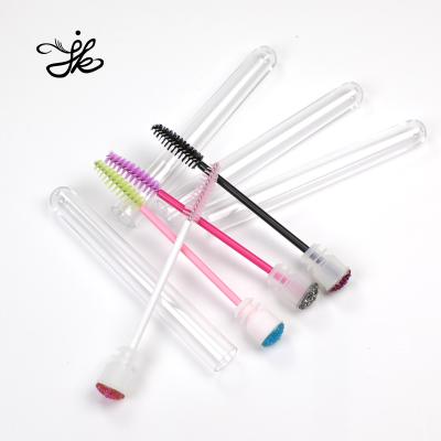 China Disposable Eyelash Crystal Handle Wands Plastic Tube Spoolie Lip Brush Mascara Sweep Glitter for sale