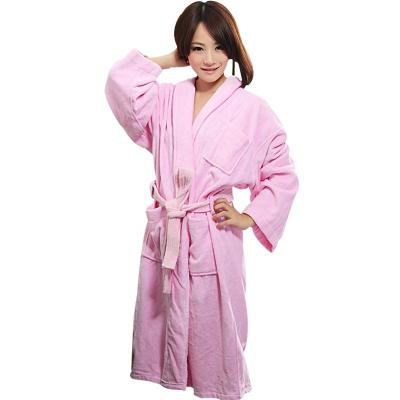 China QUICK DRY thickened multi-color pure cotton color cut velvet bathrobe hotel beauty salon pure household pajamas clothes for sale