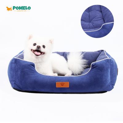 China Small Plush Dog Products Sofa Different Colors Washable Stocked Suede Dog Bed Medium Large Wholesale Warm Dog Bed for sale