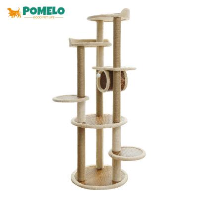 China Wholesale Multi Layer Viable Multi Layer Climb Durable Plant Plush Rattan Edging Cat Tree Durable for sale