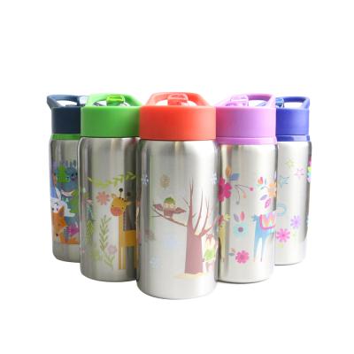 China Cute Customized Viable Stainless Steel Water Bottle For School Kids Children Drinking Bottles BPA FREE Straw Lid 17oz for sale