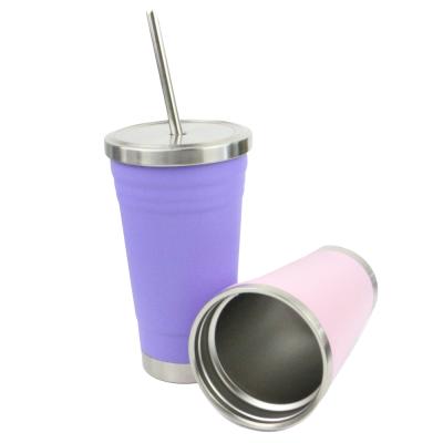 China Factory Direct Sale 16oz Double Wall Stainless Steel Office PORTABLE Insulated Coffee Mug with Stainless Steel Straw Custom Tumbler for sale