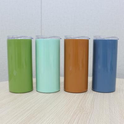 China Durable Straight Double Wall 16oz Stainless Steel Insulated Travel Mug With Lid Blank Sublimation Tumbler for sale