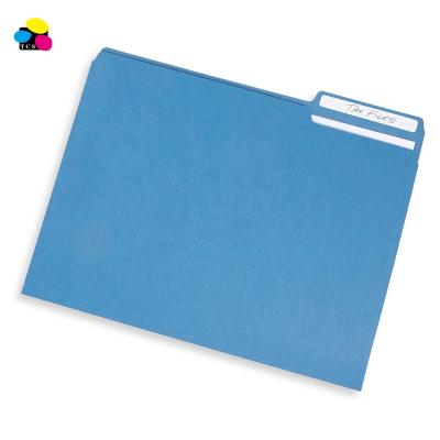 China Office Paper Stationery Folders 100Pcs/Box Blue Color Letter Size 3 Labels Paper Manila Folders for sale