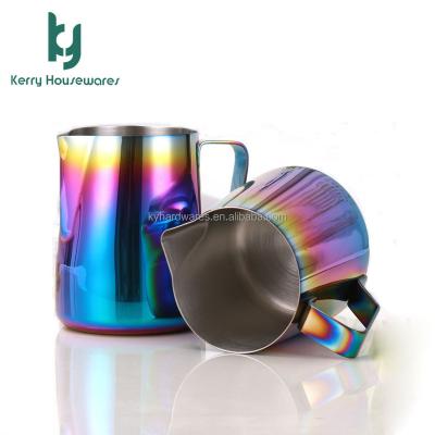 China Stainless Steel Sustainable Colorful Measuring Milk Jug For Espresso Machine for sale