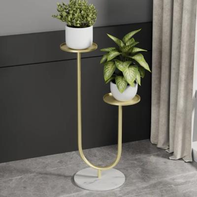 China Creative green floor-standing flower pot living room balcony flower style flower stand Nordic single double basin shelf for sale